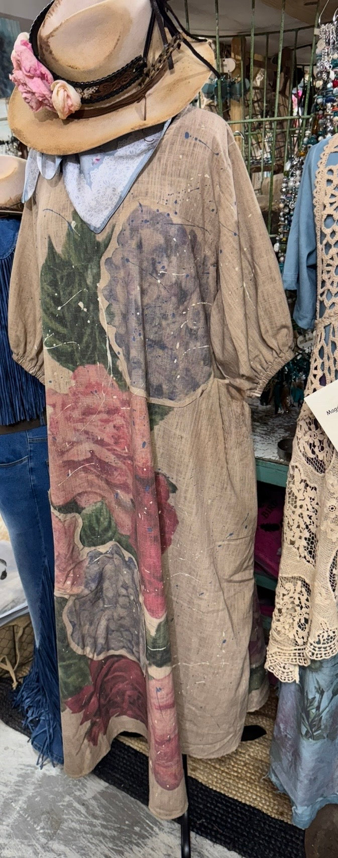 Full of Roses Linen Dress