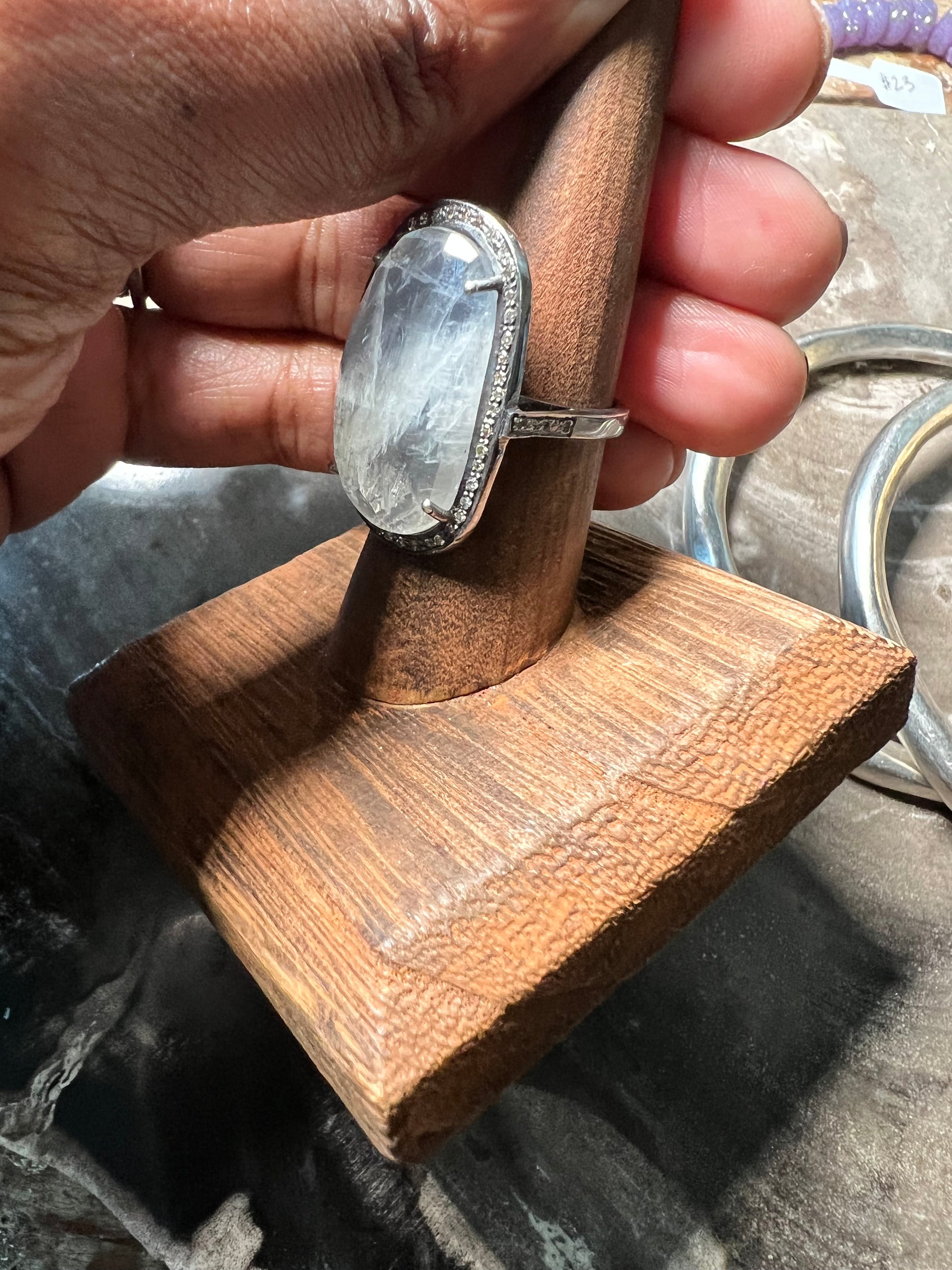 Raya Moonstone and Diamond ring