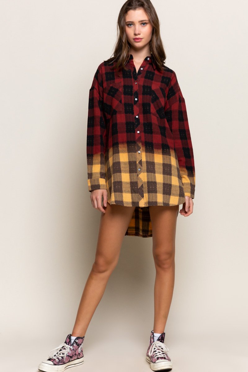 Brandi Ombre Checkerboard Button Down