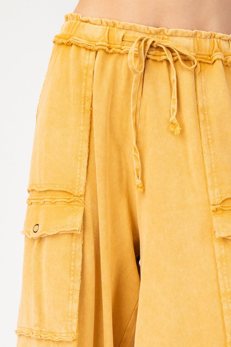 Marlo wide leg terry cargo pants