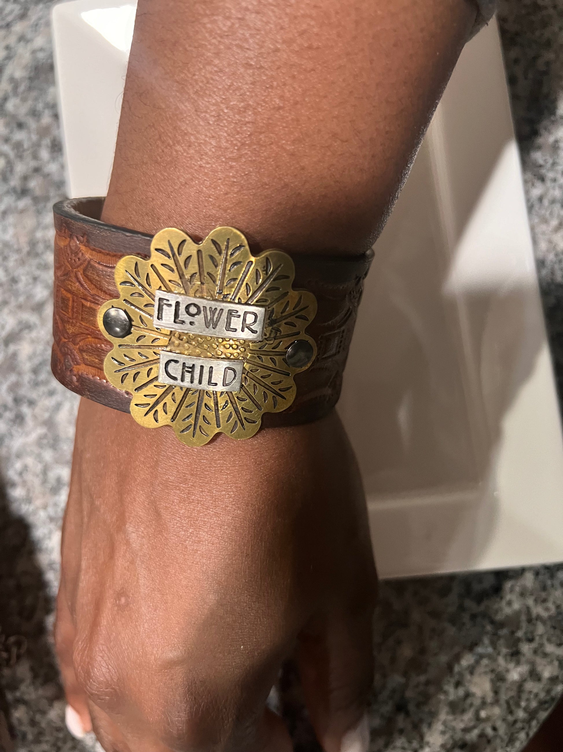 Flower Child Leather Snap Bracelet