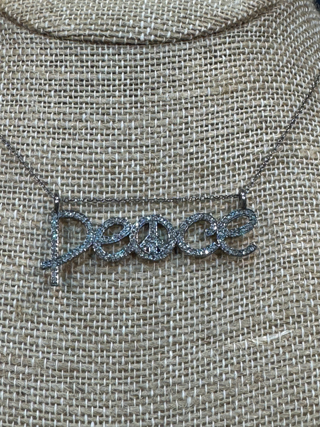 Bone Arrow, Peace, & Love Diamond Necklace