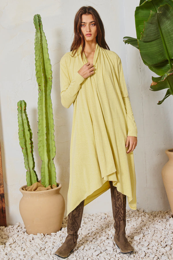 Londyn Draped Lime Solid Cardigan