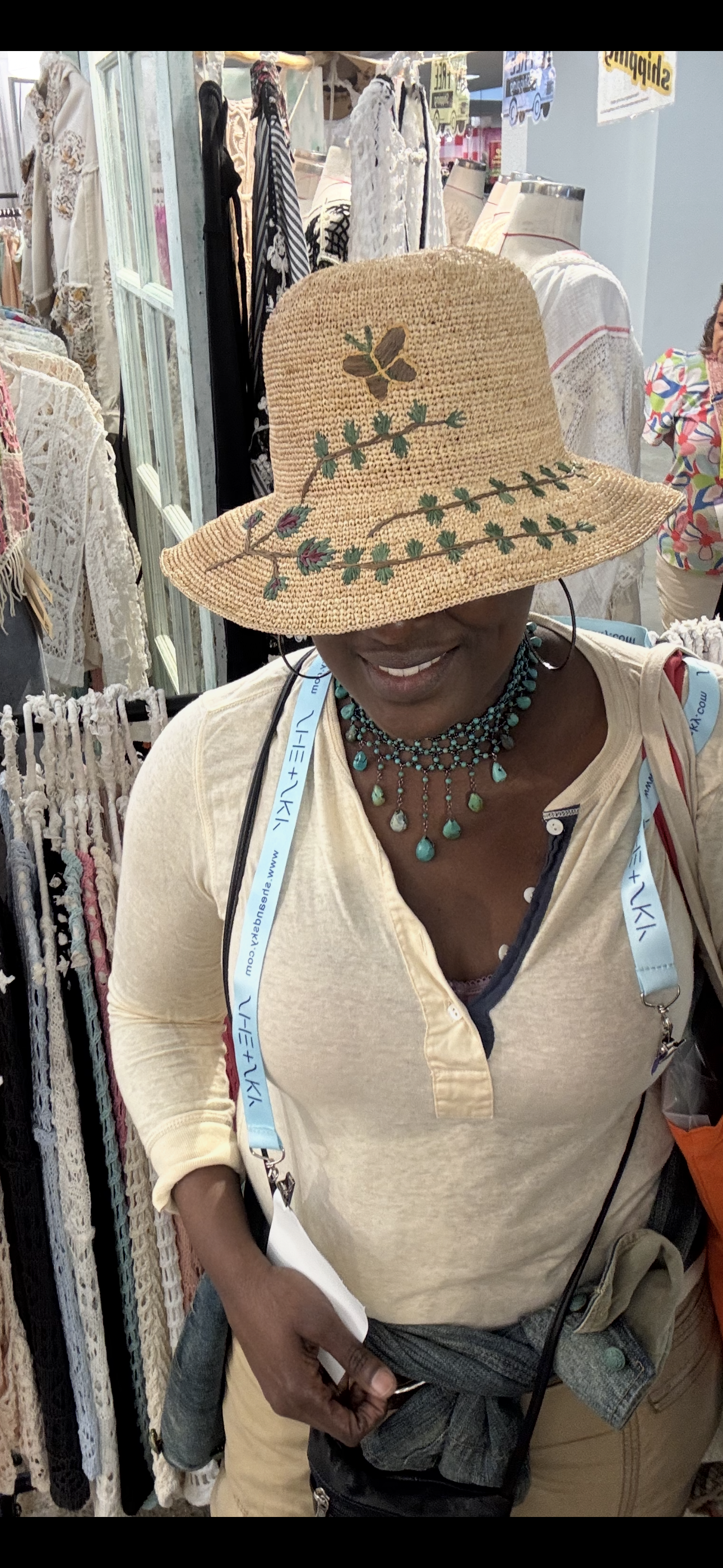 Embroidered Butterfly Straw Hat