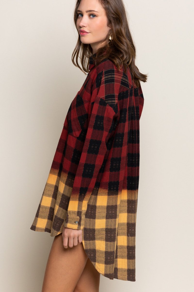 Brandi Ombre Checkerboard Button Down