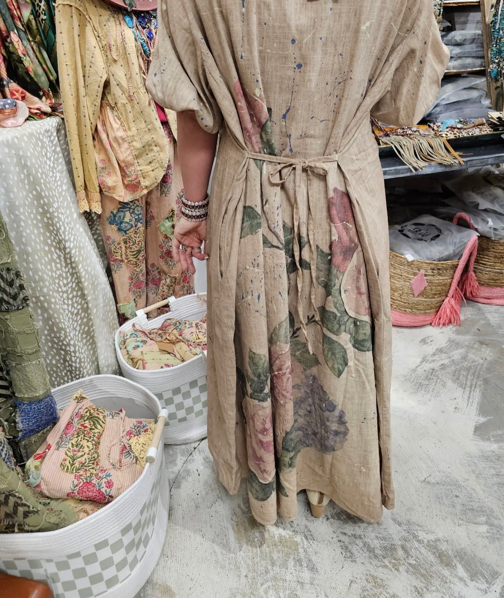 Full of Roses Linen Dress