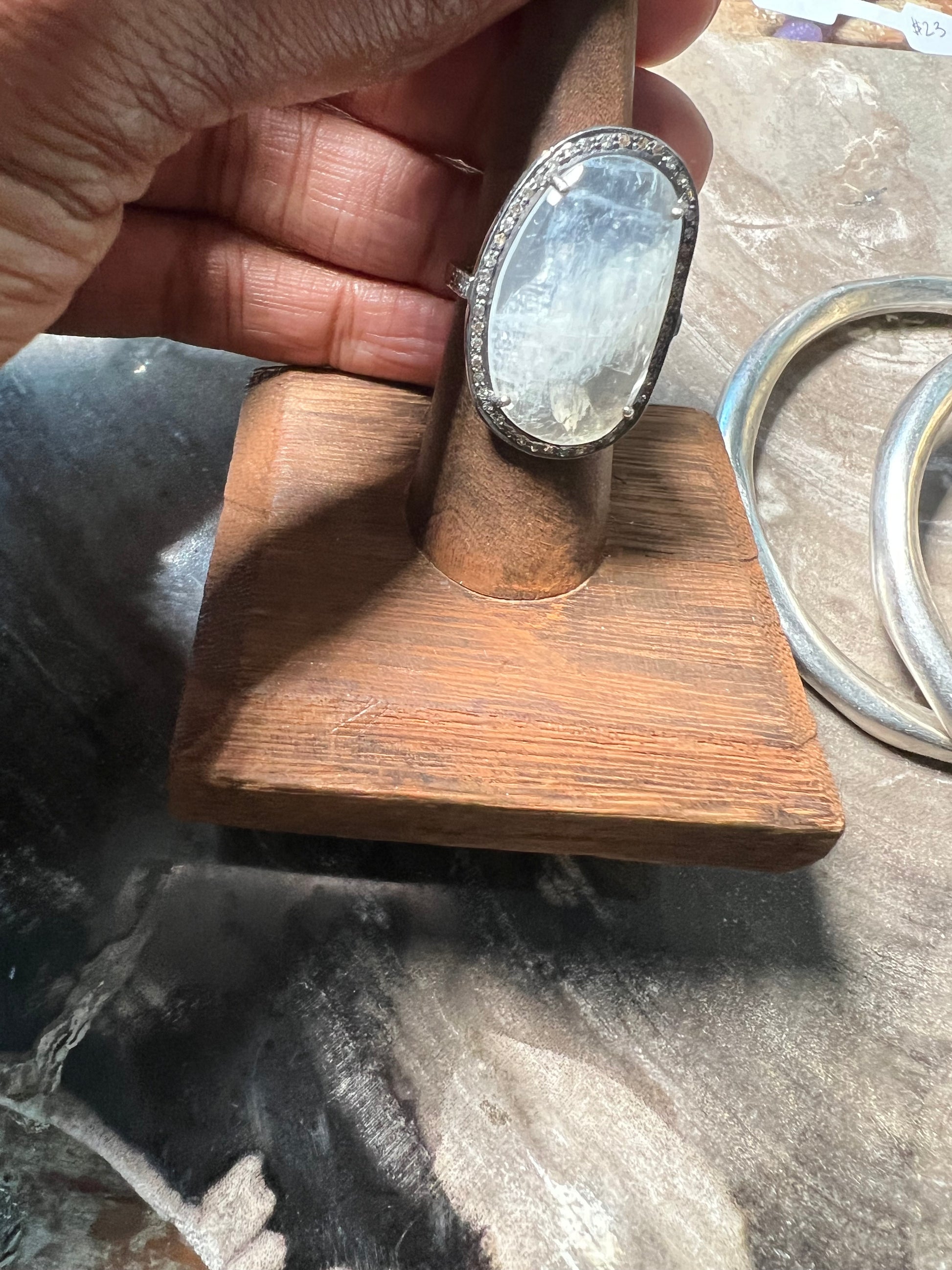 Raya Moonstone and Diamond ring