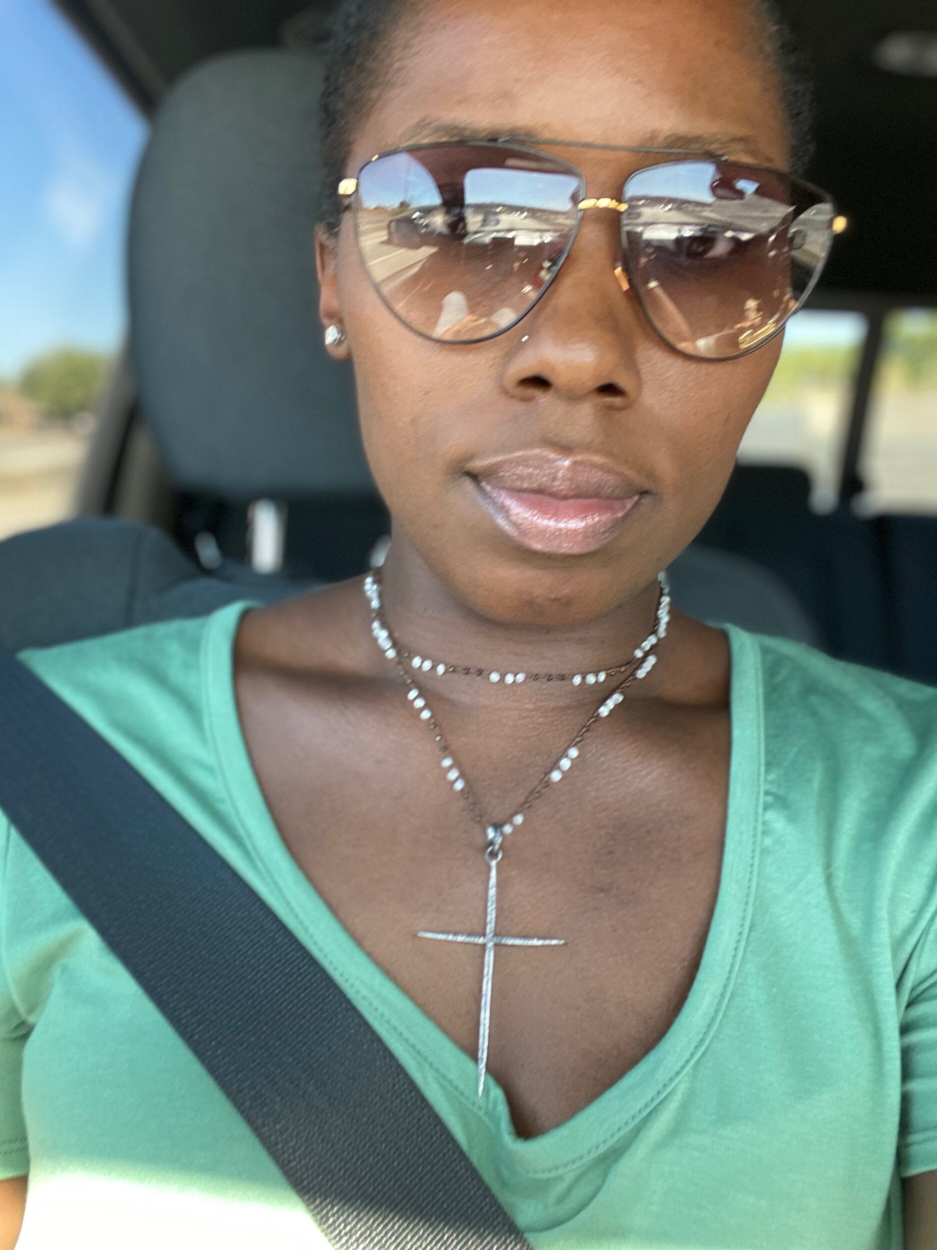 Diamond Cross On Moonstone String Necklace