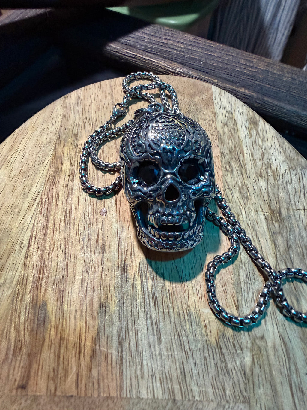Ornate Skull Necklace and Chain