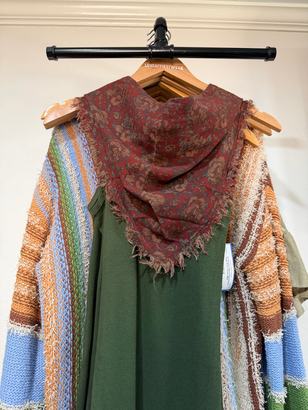 Seersea Floral Print Triangle Fringe Scarf